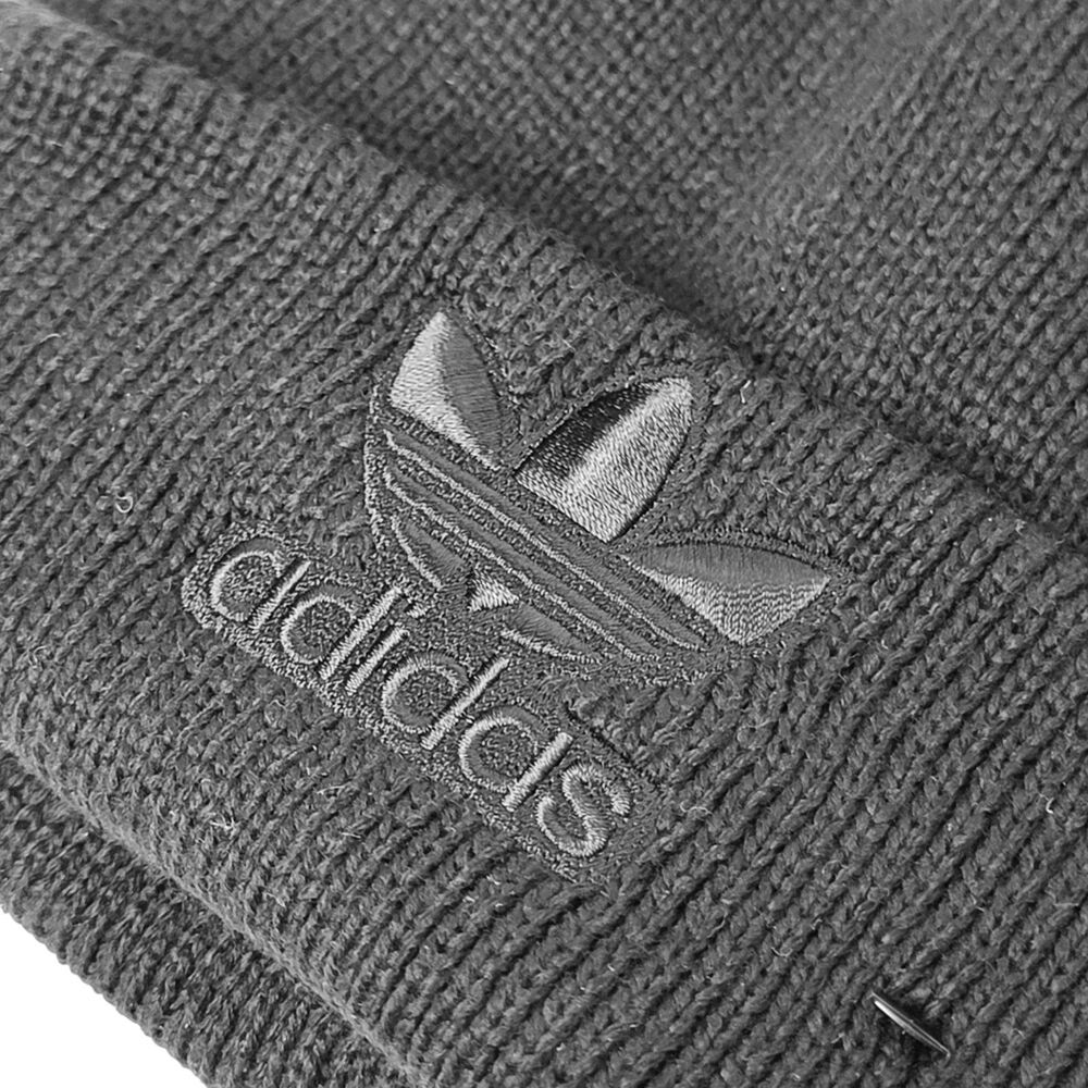 Adidas Beanie Mens OS Black Trefoil Cuffed Hat Winter Outdoor Ski Activewear NWT - Picture 3 of 8